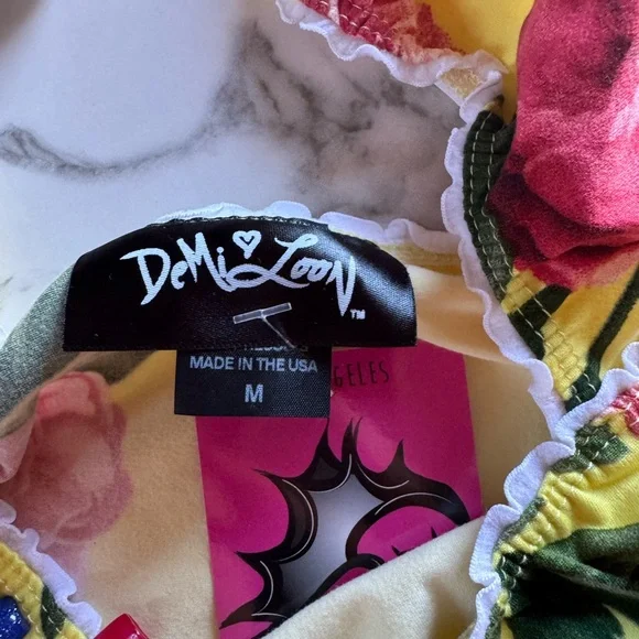 Dolls Kill Yellow Pink Ruched Camisole - Picture 2 of 3